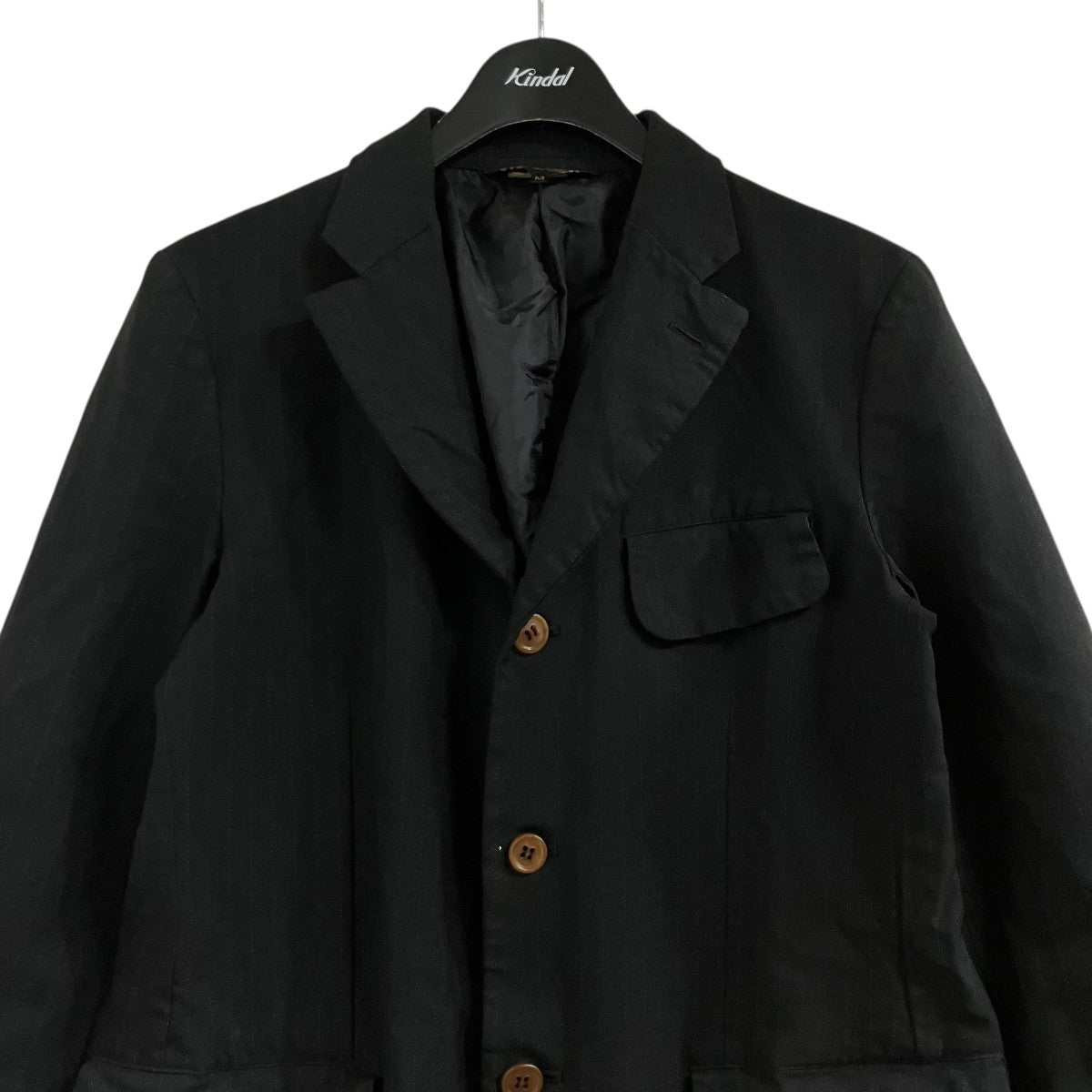 BLACK COMME des GARCONS ポリ縮ストライプテーラードジャケット 古着・中古-2枚目のアイテム画像