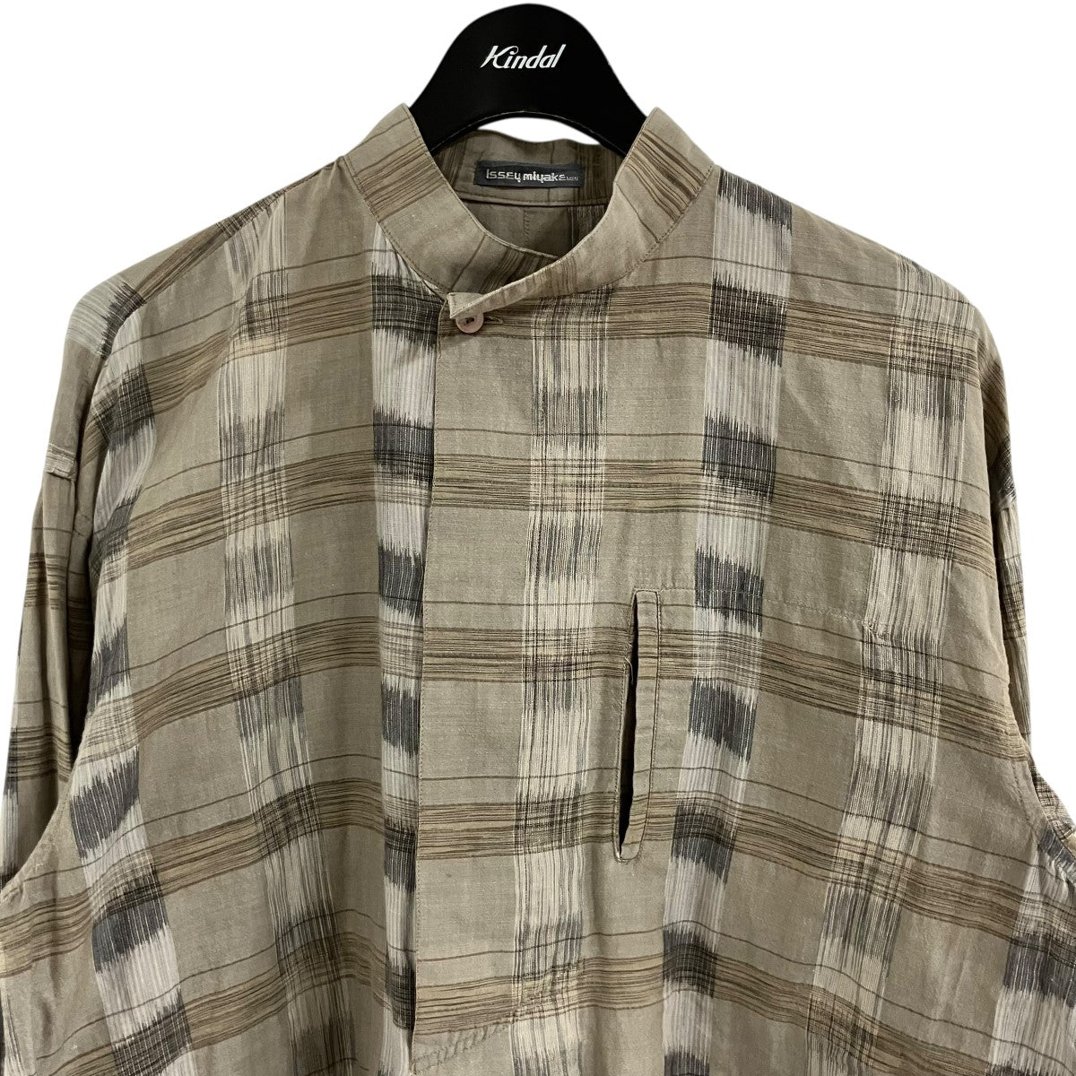 ISSEY MIYAKE MEN スタンドカラーチェックシャツ 古着・中古-2枚目のアイテム画像