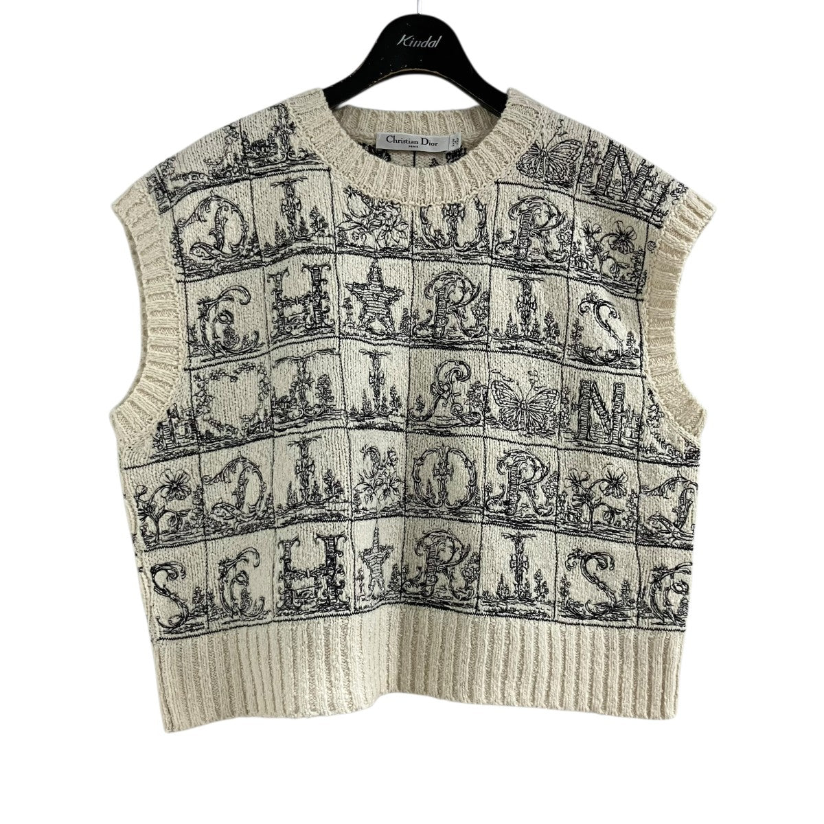 Christian Dior Dior Alphabet ウール ＆ シルク ニット ベスト セーターベスト 古着・中古-1枚目のアイテム画像