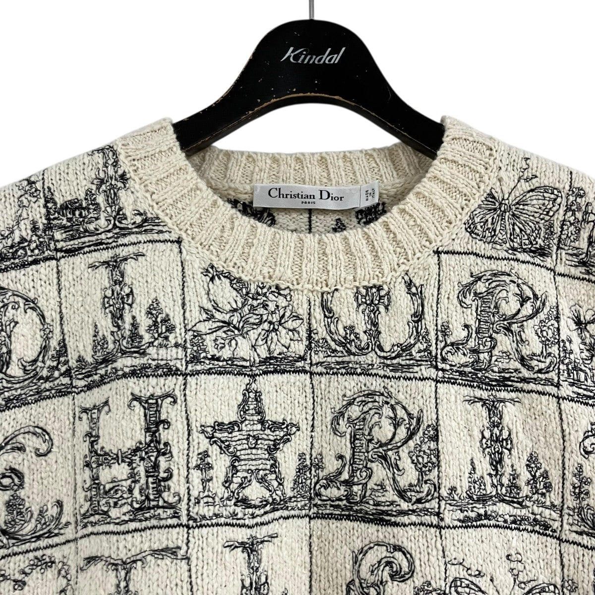 Christian Dior Dior Alphabet ウール ＆ シルク ニット ベスト セーターベスト 古着・中古-2枚目のアイテム画像