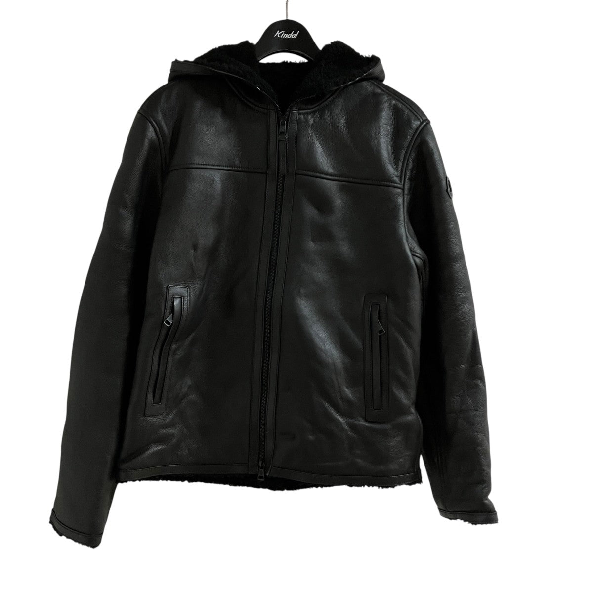 MONCLER レザーシャルナスレ フードレザージャケット ムートンジャケット 古着・中古-1枚目のアイテム画像