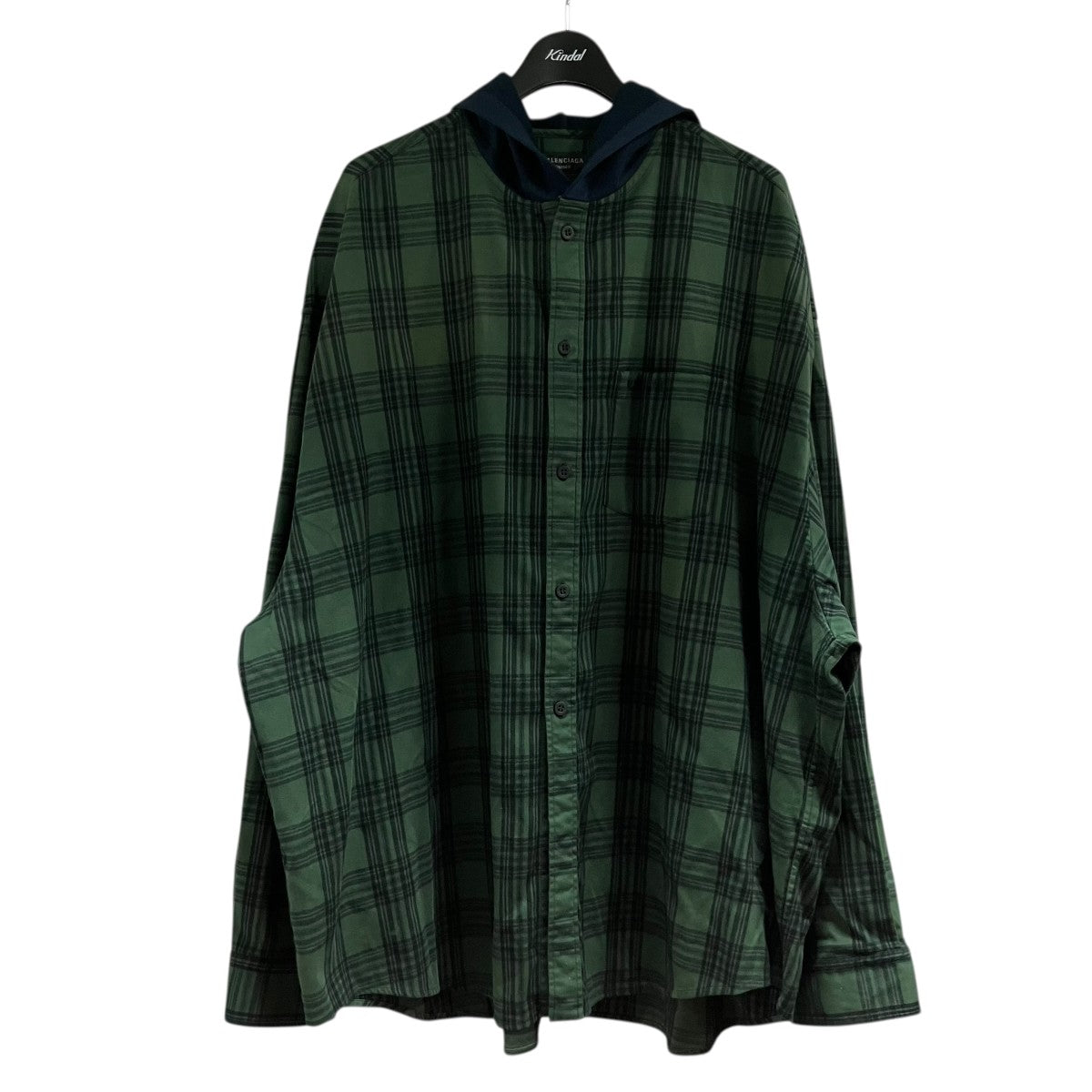 BALENCIAGA チェックフーデッドシャツ 古着・中古-1枚目のアイテム画像