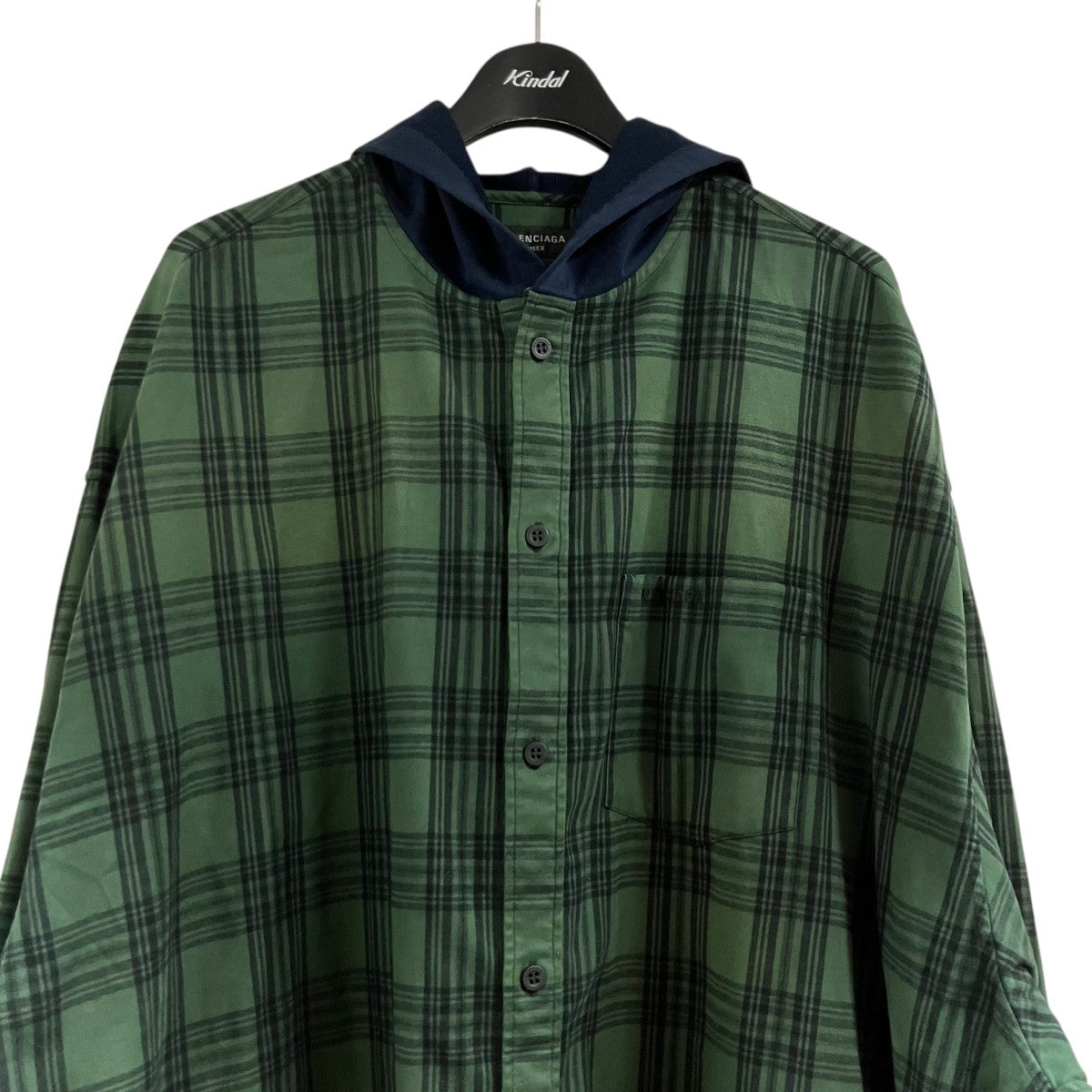 BALENCIAGA チェックフーデッドシャツ 古着・中古-2枚目のアイテム画像