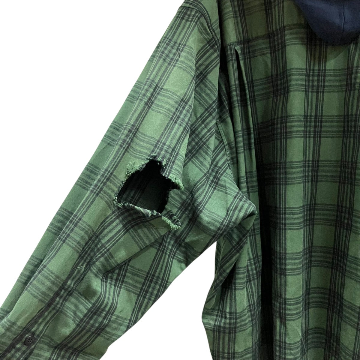 BALENCIAGA チェックフーデッドシャツ 古着・中古-5枚目のアイテム画像