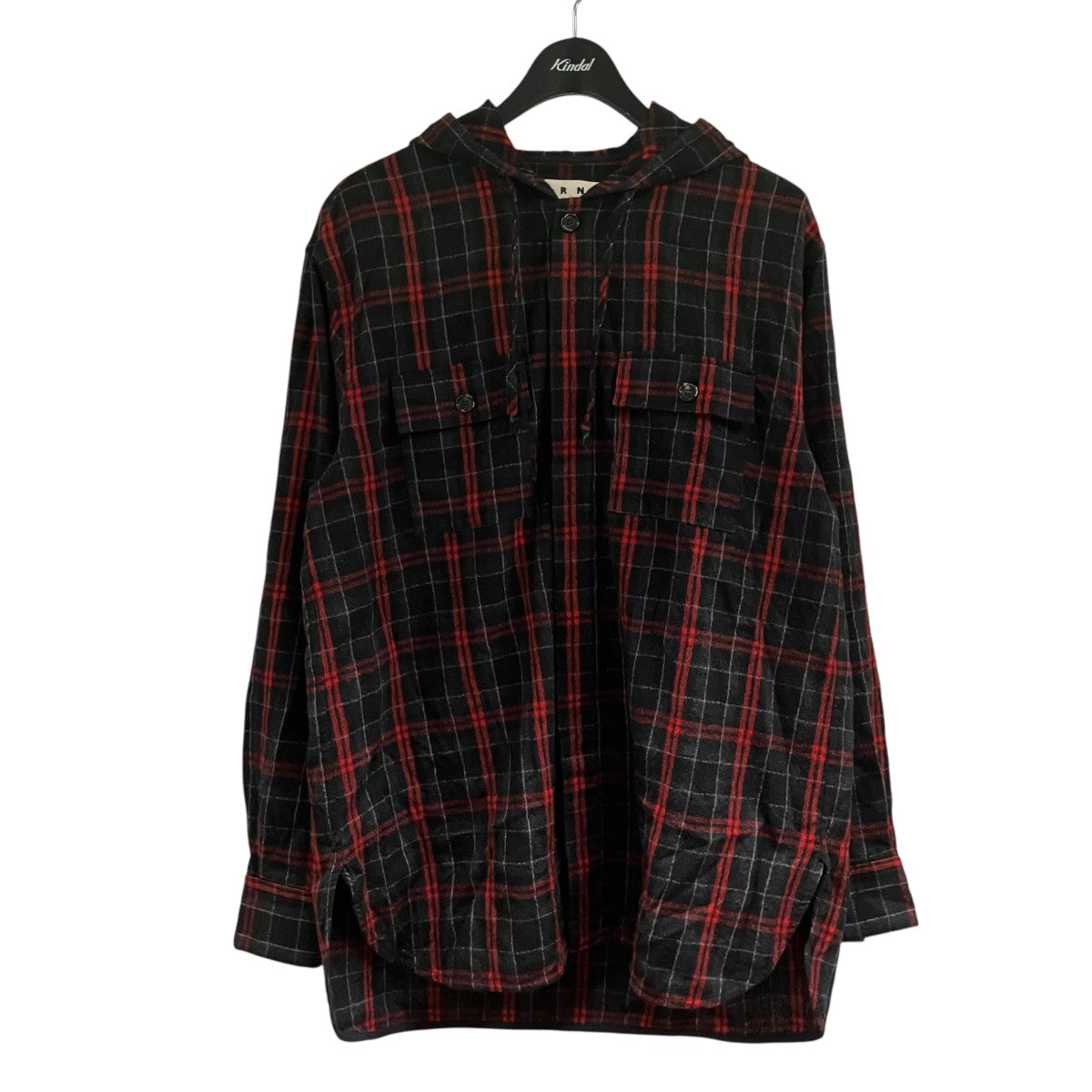 MARNI チェックフーデッドシャツ 古着・中古-1枚目のアイテム画像