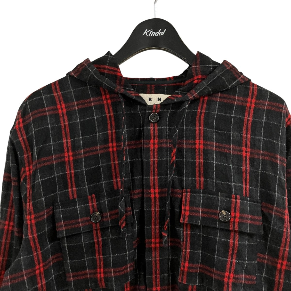 MARNI チェックフーデッドシャツ 古着・中古-2枚目のアイテム画像