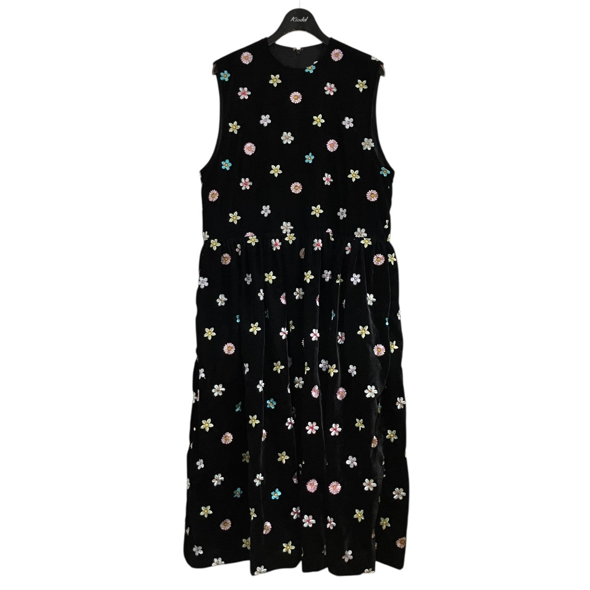 TAO COMME des GARCONS 25AWベロアフラワーエンブロイダリーノースリーブワンピース ドレスTP-O004 古着・中古-1枚目のアイテム画像