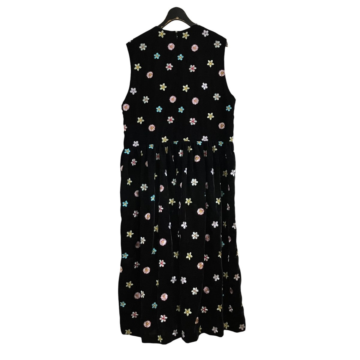 TAO COMME des GARCONS 25AWベロアフラワーエンブロイダリーノースリーブワンピース ドレスTP-O004 古着・中古-3枚目のアイテム画像