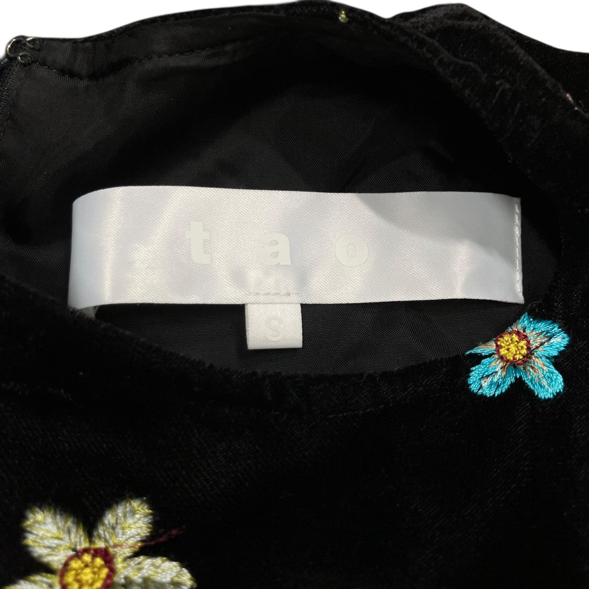 TAO COMME des GARCONS 25AWベロアフラワーエンブロイダリーノースリーブワンピース ドレスTP-O004 古着・中古-5枚目のアイテム画像