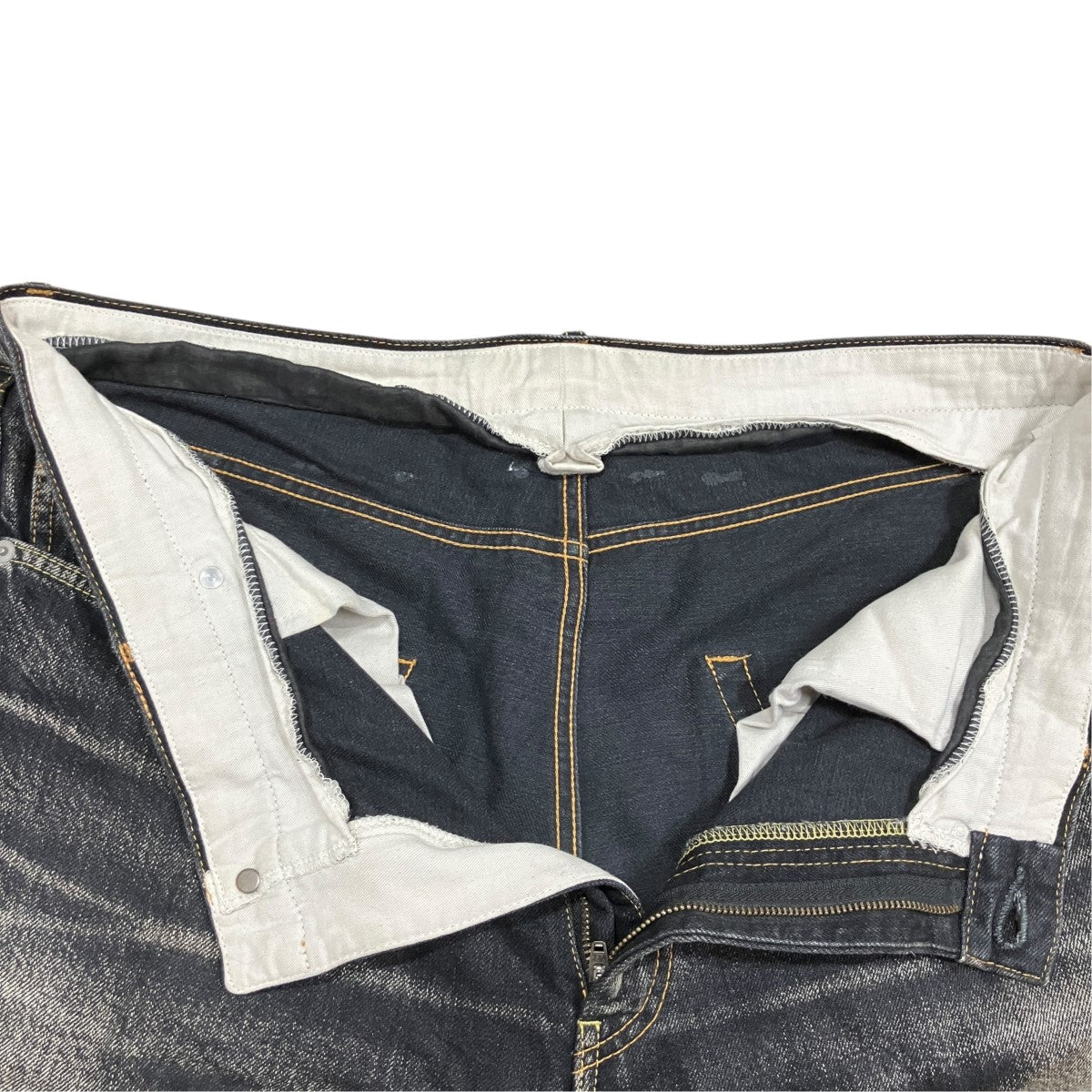 サイドジップウォッシュド加工デニムパンツ