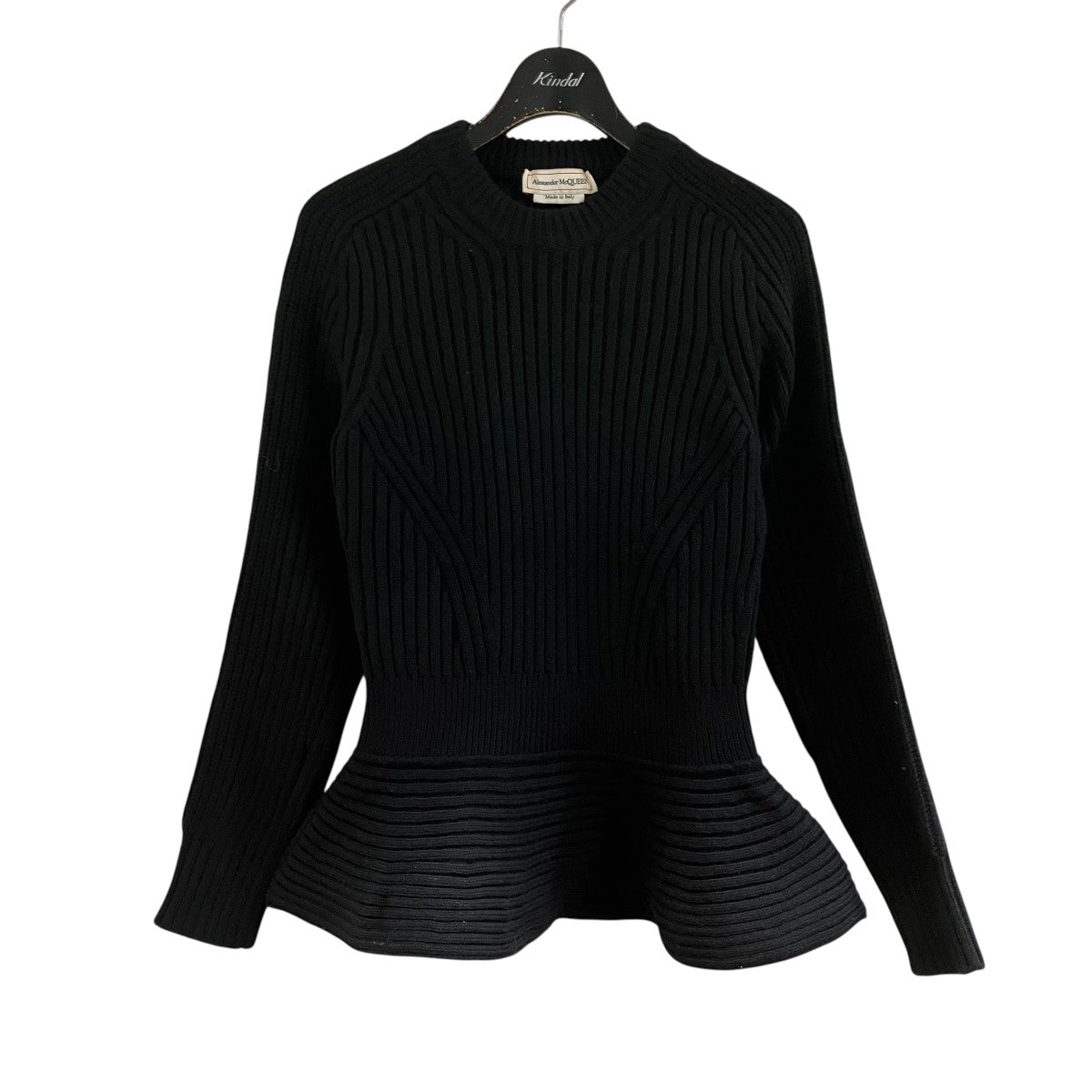 ALEXANDER McQUEEN ペプラムヘム立体リブニットセーター 古着・中古-1枚目のアイテム画像