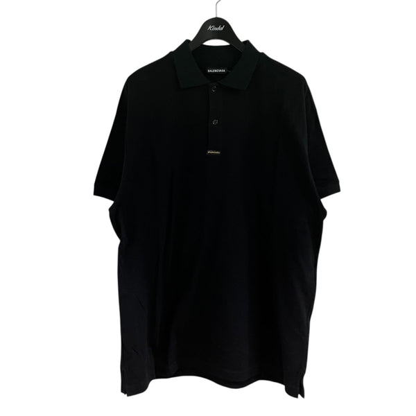 BALENCIAGA 828531 ダメージ加工ボーダーポロシャツ BALENCIAGA(バレンシアガ) BB ロゴ ボーダー 半袖 ポロシャツ S ブルー