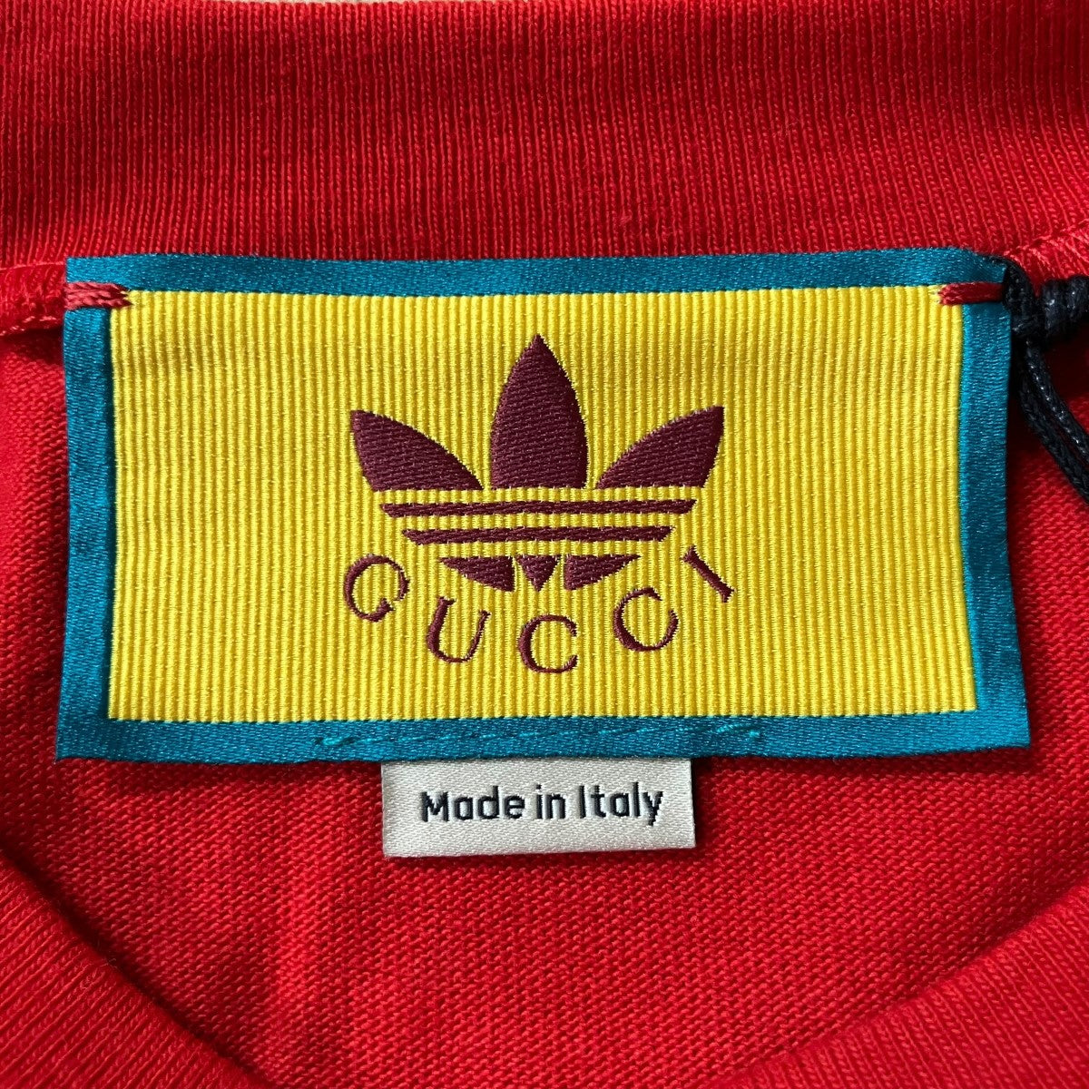 GUCCI×adidas ロゴロングスリーブTシャツ 722947 レッド×グリーン