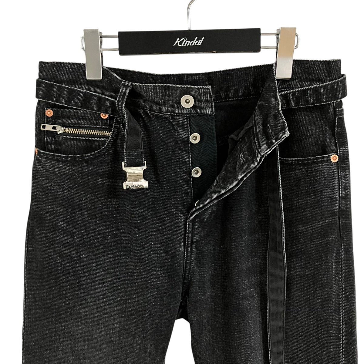 sacai ウォッシュド加工ベルテッドデニムパンツ 古着・中古-3枚目のアイテム画像