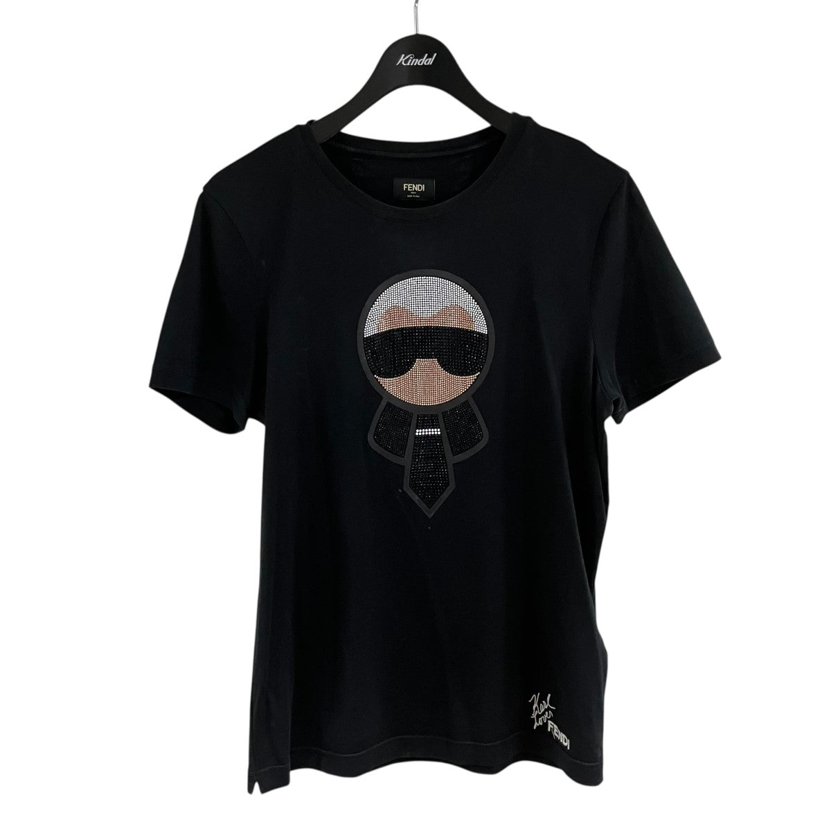 FENDI ラガーフェルド ストーンロゴビジュー Tシャツ 古着・中古-1枚目のアイテム画像