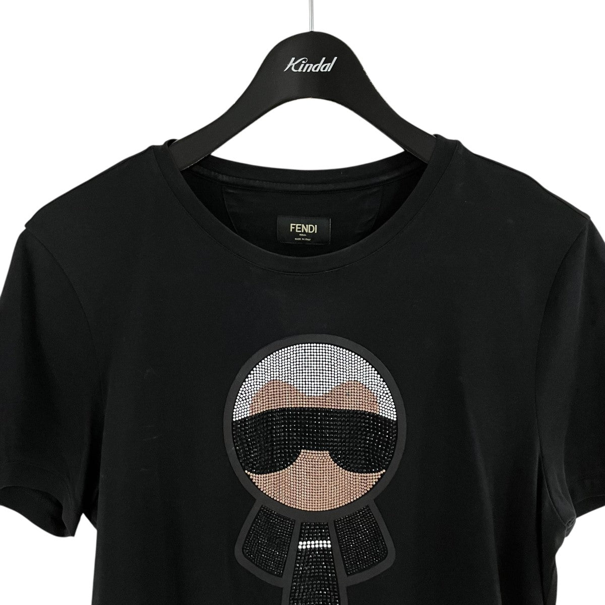 FENDI ラガーフェルド ストーンロゴビジュー Tシャツ 古着・中古-2枚目のアイテム画像