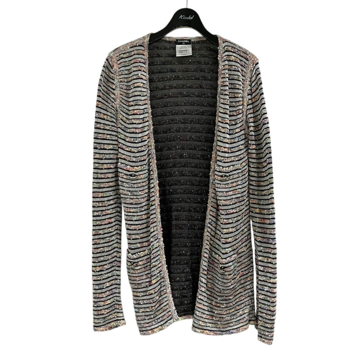 CHANEL ボーダーカーディガン 古着・中古-1枚目のアイテム画像