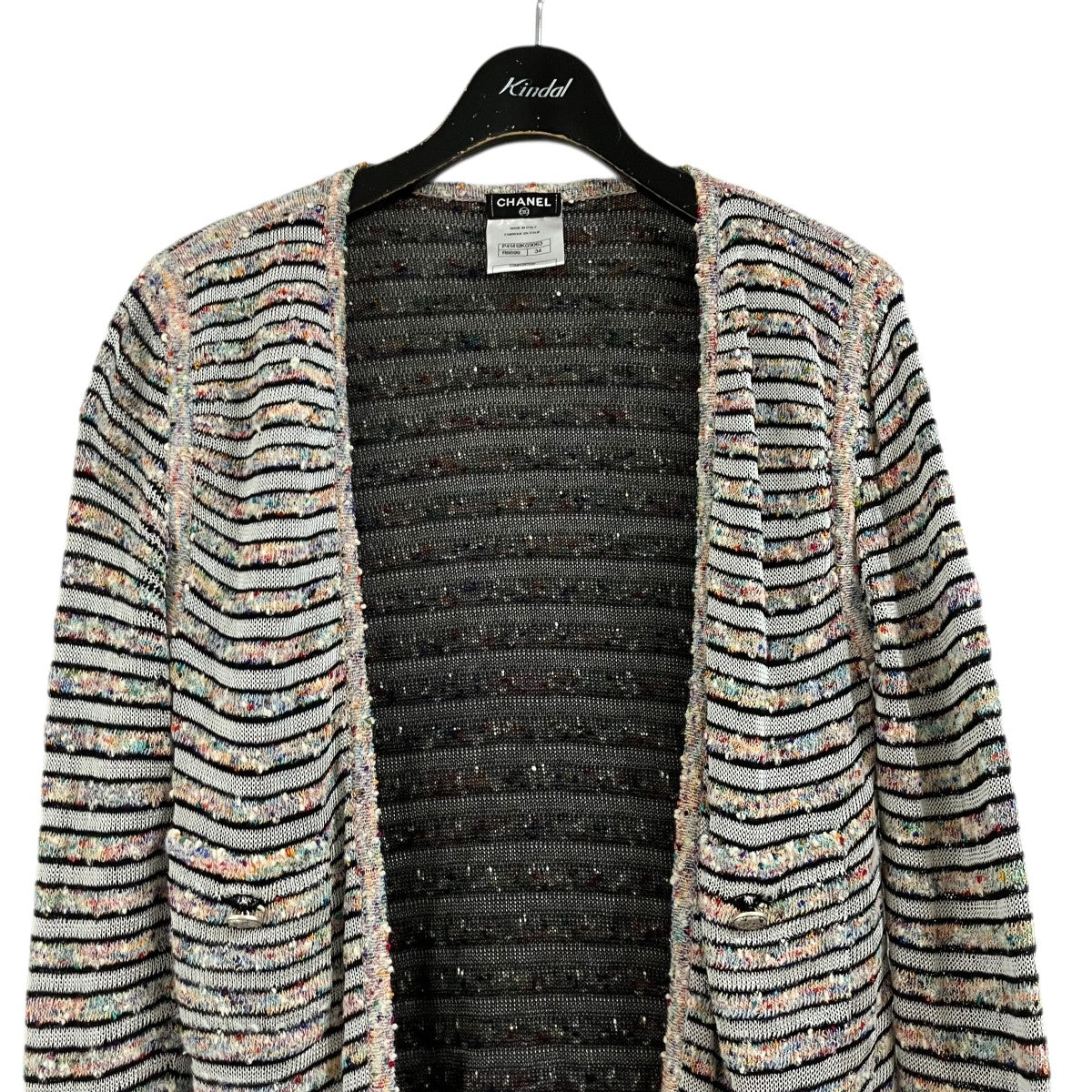 CHANEL ボーダーカーディガン 古着・中古-2枚目のアイテム画像