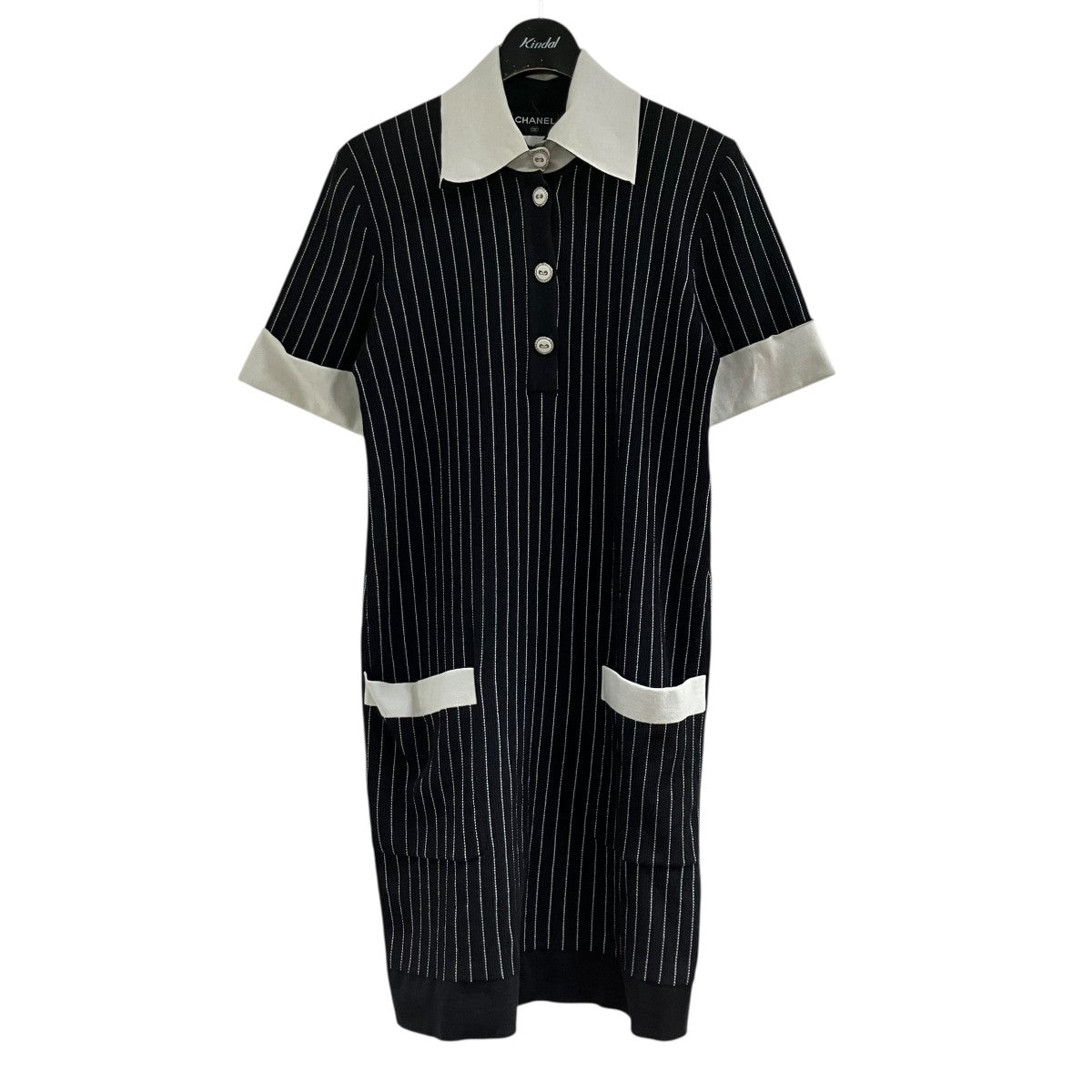 CHANEL ストライプニットワンピース 古着・中古-1枚目のアイテム画像