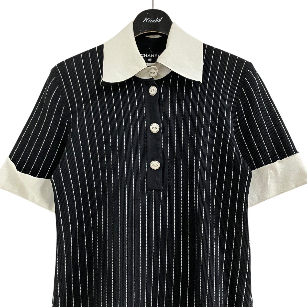 CHANEL ストライプニットワンピース 古着・中古-2枚目のアイテム画像