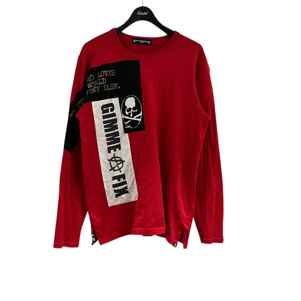 MASTERMIND WORLD スカル Tシャツ レッド L Mastermind WORLD(マスターマインドワールド) デザインパッチTシャツ