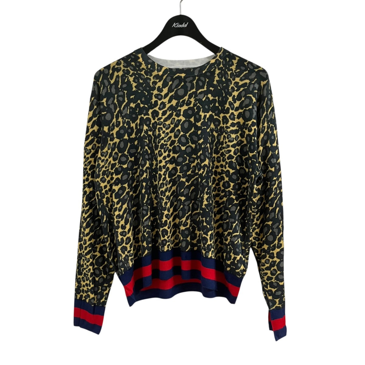 stussy×WALES BONNER レオパードクルーネックニット セーター 古着・中古-1枚目のアイテム画像