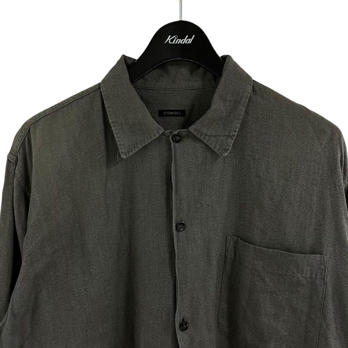COMOLI ヨリ杢 オープンカラーシャツ 古着・中古-2枚目のアイテム画像
