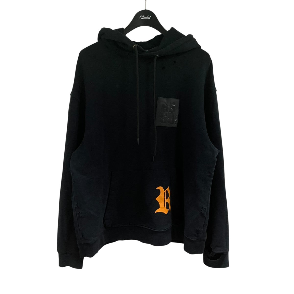 RAF SIMONS デストロイ加工Rプリントプルオーバーパーカー 古着・中古-1枚目のアイテム画像