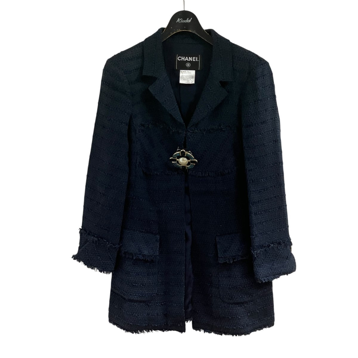 CHANEL ブローチツイードコート 古着・中古-1枚目のアイテム画像