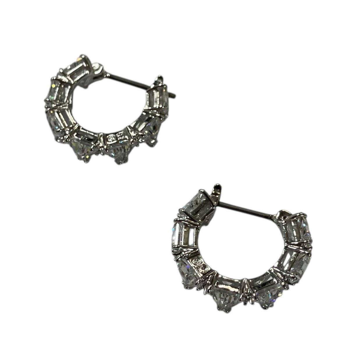 SWAROVSKI スワロフスキー マトリックスフープ ピアス 古着・中古-1枚目のアイテム画像