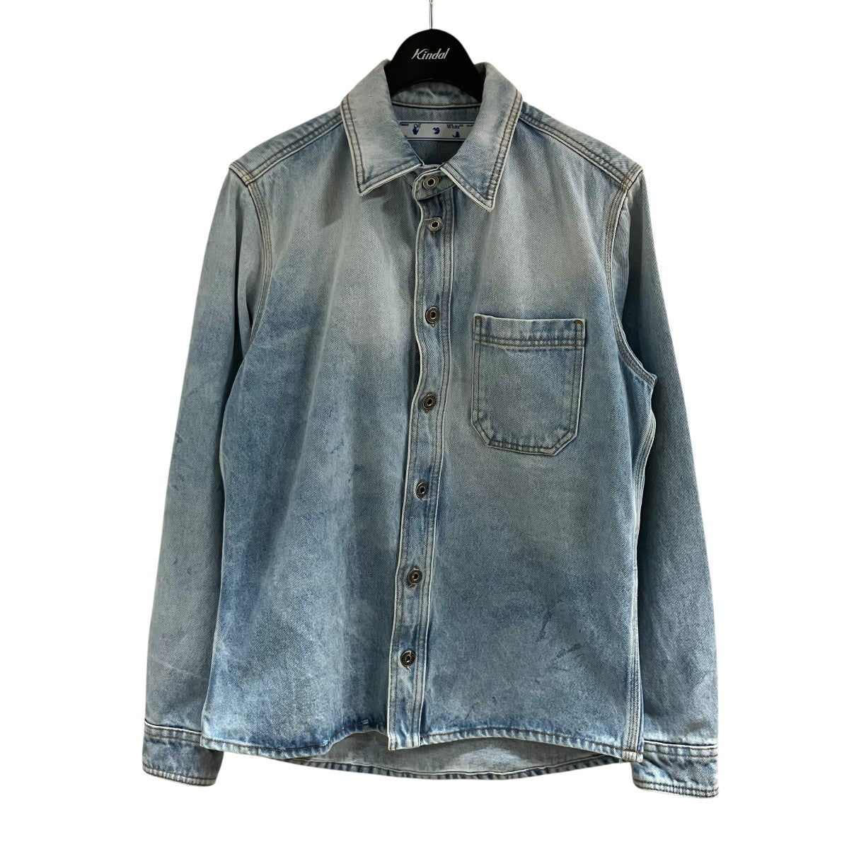 OFFWHITE バックバイアスアイスウォッシュデニムシャツ 古着・中古-1枚目のアイテム画像