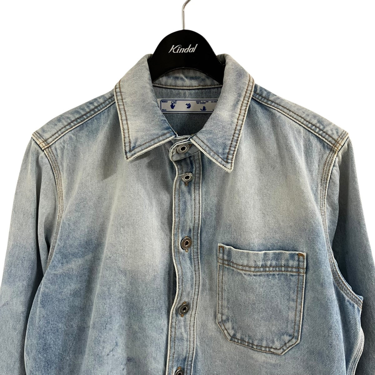 OFFWHITE バックバイアスアイスウォッシュデニムシャツ 古着・中古-2枚目のアイテム画像