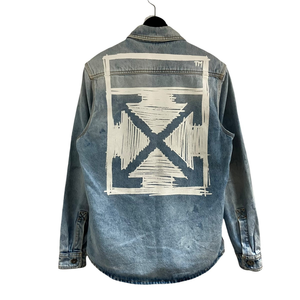 OFFWHITE バックバイアスアイスウォッシュデニムシャツ 古着・中古-3枚目のアイテム画像