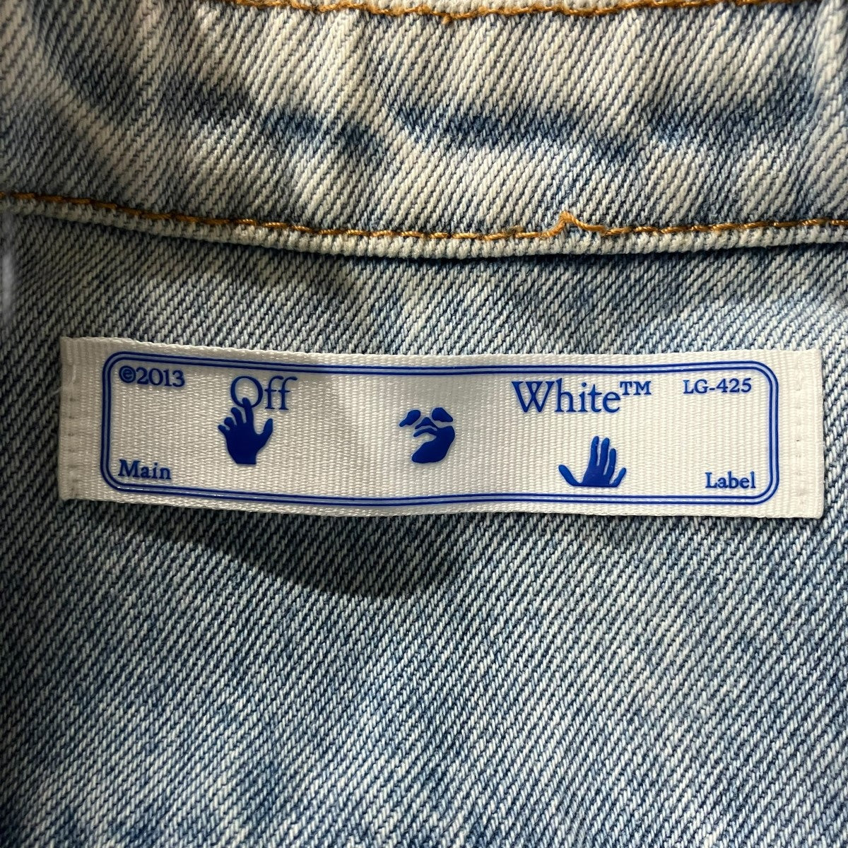 OFFWHITE バックバイアスアイスウォッシュデニムシャツ 古着・中古-5枚目のアイテム画像