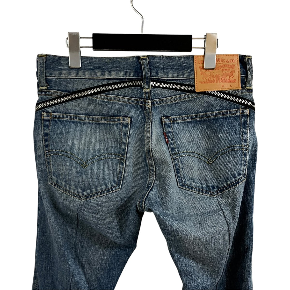 ファードッキングジップデザインデニムパンツ