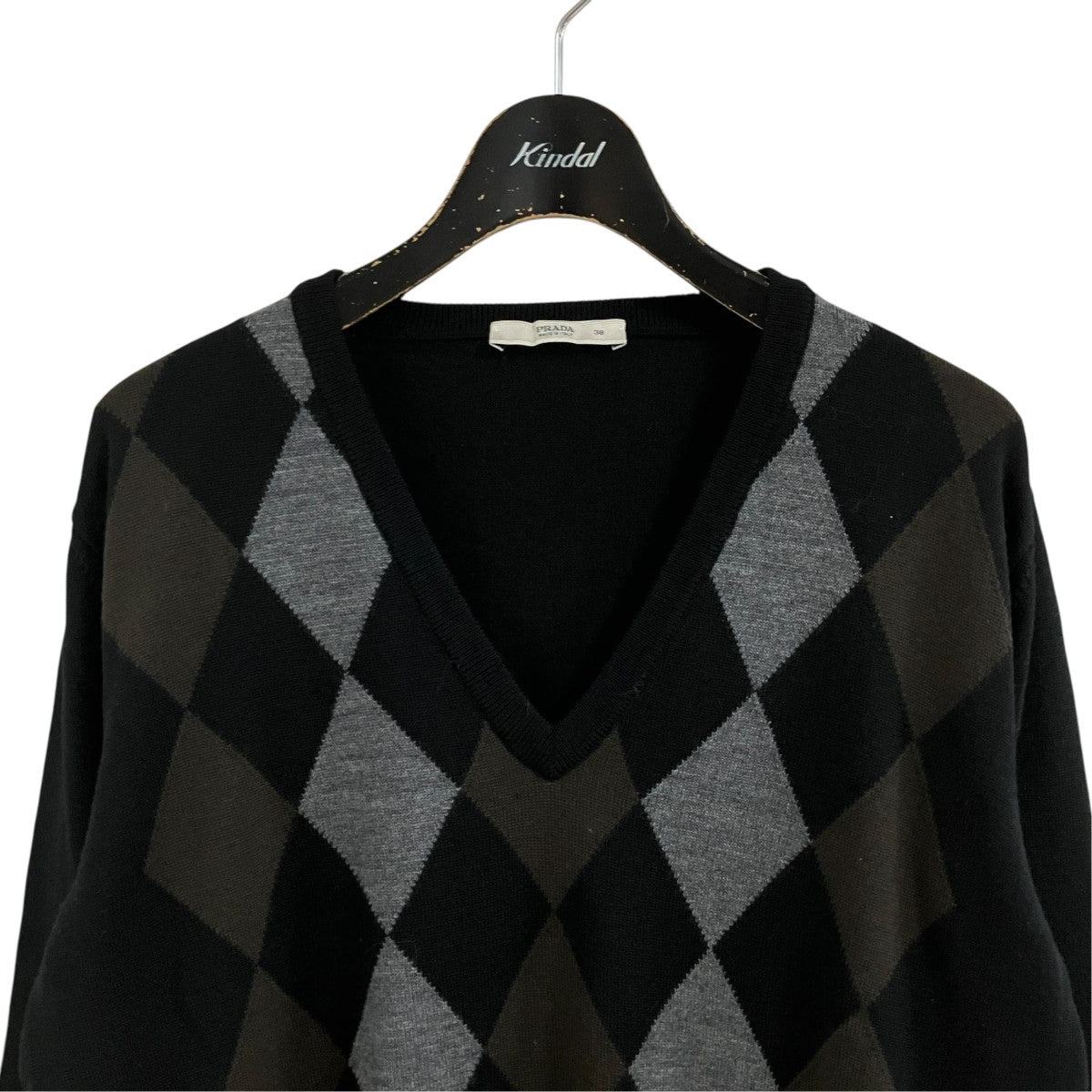 PRADA アーガイルニットセーター 古着・中古-2枚目のアイテム画像