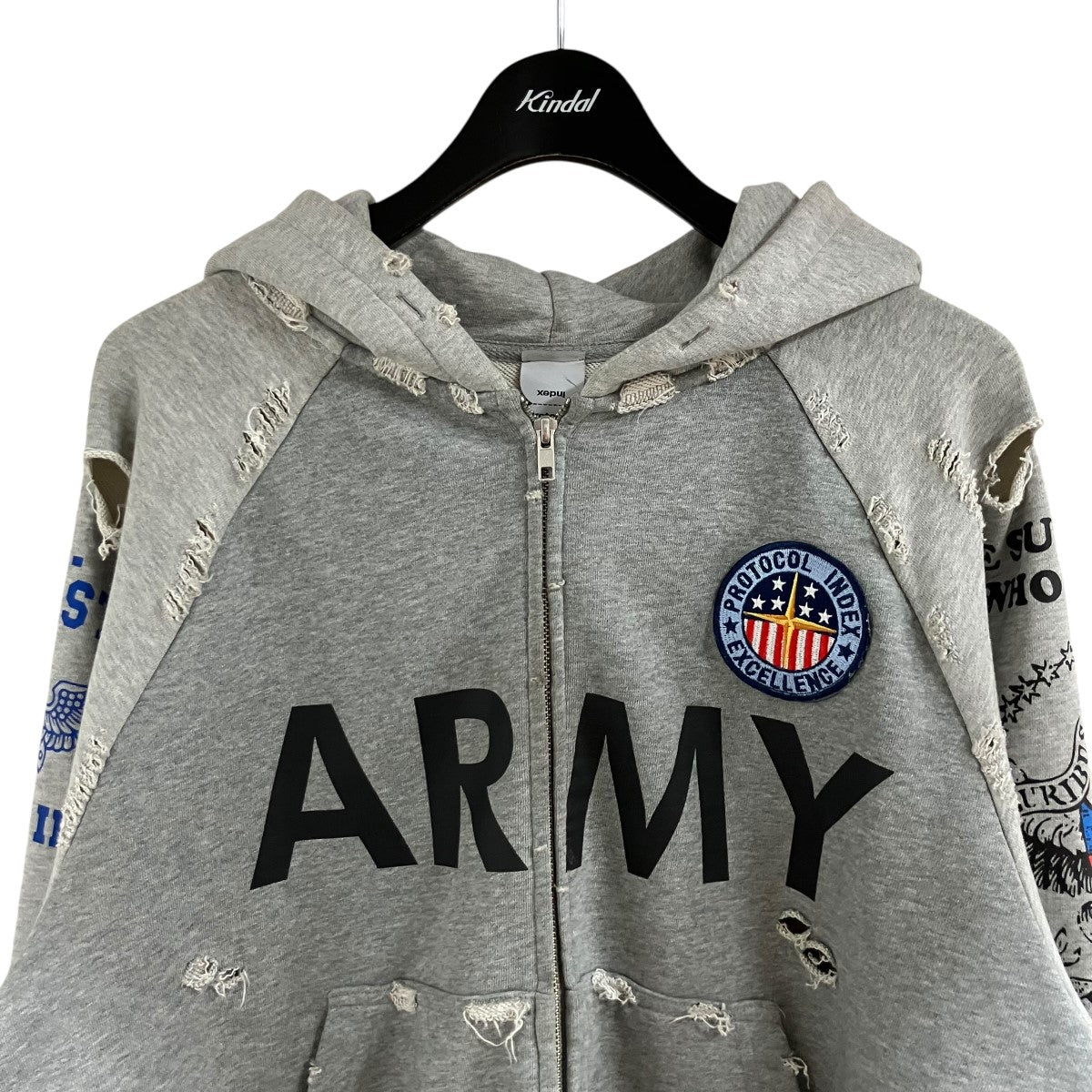 即日発送　値下げ交渉可［Protocol Index］ army hoodie PROTOCOL INDEX(プロトコル インデックス) ARMYジップアップパーカー