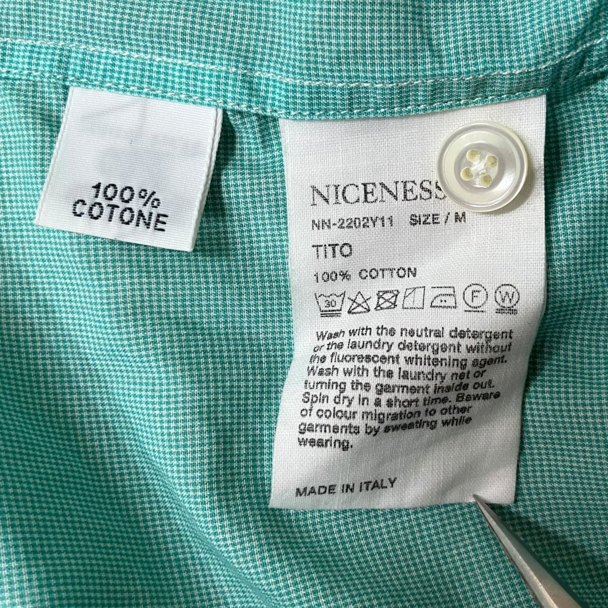 NICENESS×Salvatore Piccolo バンドカラーシャツ 古着・中古-6枚目のアイテム画像