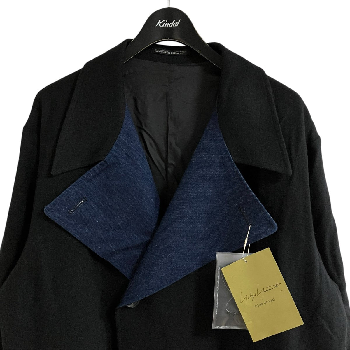 Yohji Yamamoto pour homme ウール x デニム 切替コート 古着・中古-2枚目のアイテム画像