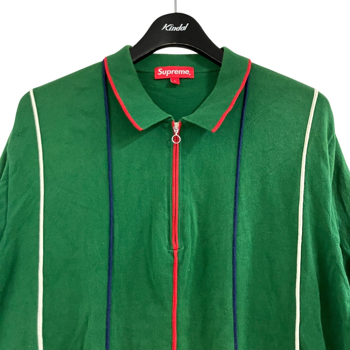 Supreme ピンストライプハーフジップポロシャツ 古着・中古-2枚目のアイテム画像