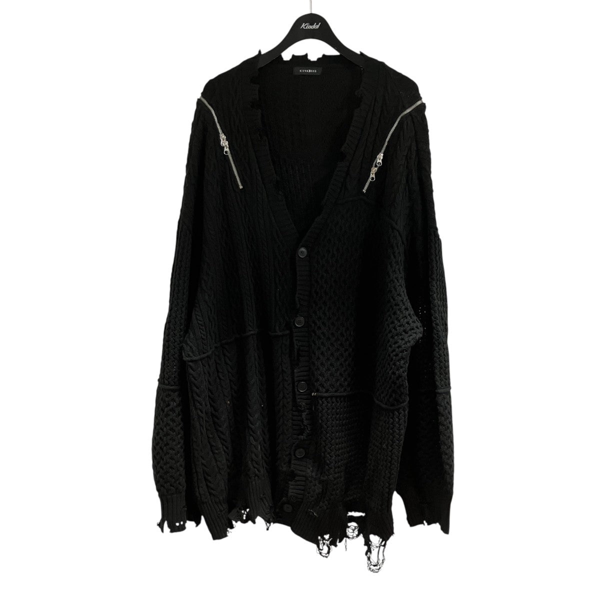CIVARIZE ジップデザインカーディガン 古着・中古-1枚目のアイテム画像