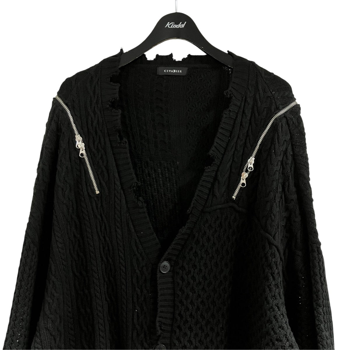 CIVARIZE ジップデザインカーディガン 古着・中古-2枚目のアイテム画像