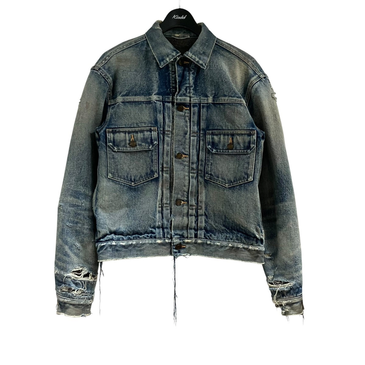 Saint Laurent Paris 21AW70s デストロイ ブランケットライニングデニムジャケット664366 古着・中古-1枚目のアイテム画像