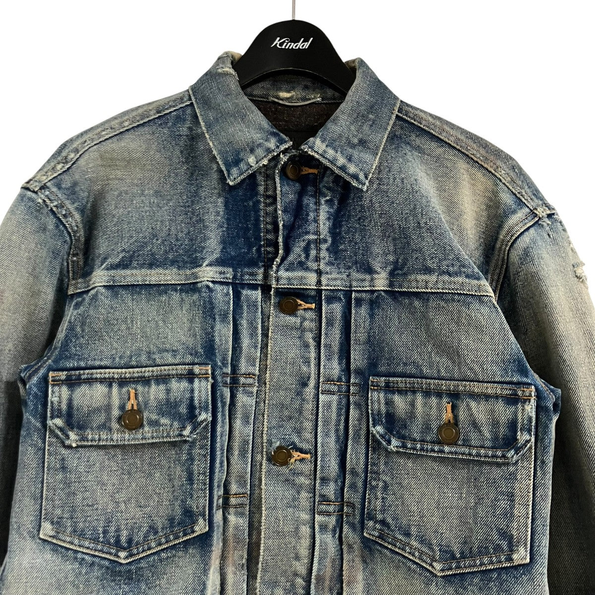 Saint Laurent Paris 21AW70s デストロイ ブランケットライニングデニムジャケット664366 古着・中古-2枚目のアイテム画像
