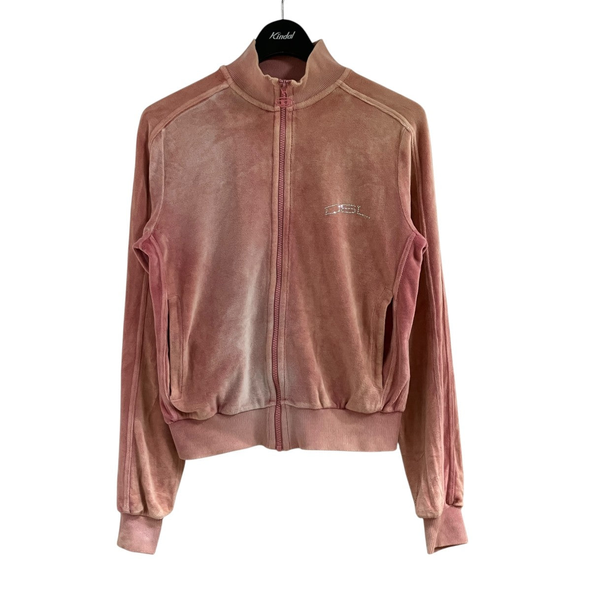 DIESEL ラインストーンロゴ ベロアジップジャケット 古着・中古-1枚目のアイテム画像