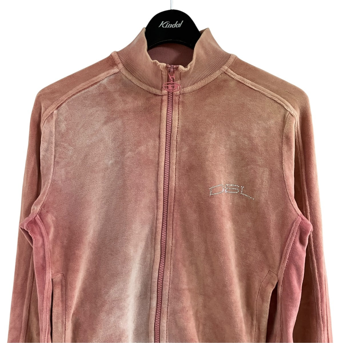 DIESEL ラインストーンロゴ ベロアジップジャケット 古着・中古-2枚目のアイテム画像