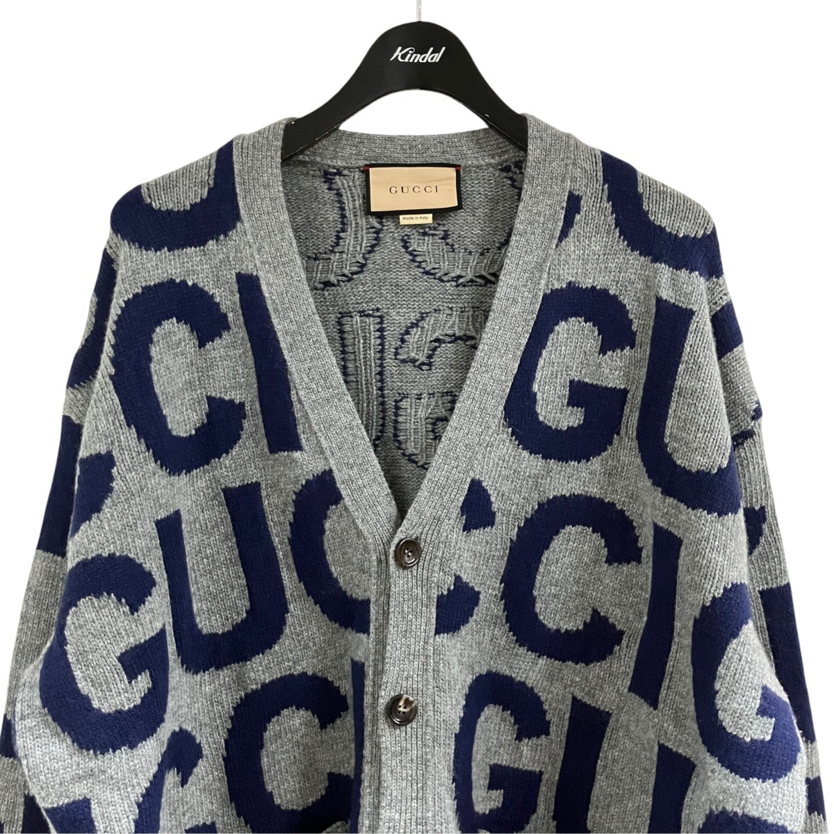 GUCCI ロゴ総柄カーディガン 古着・中古-2枚目のアイテム画像