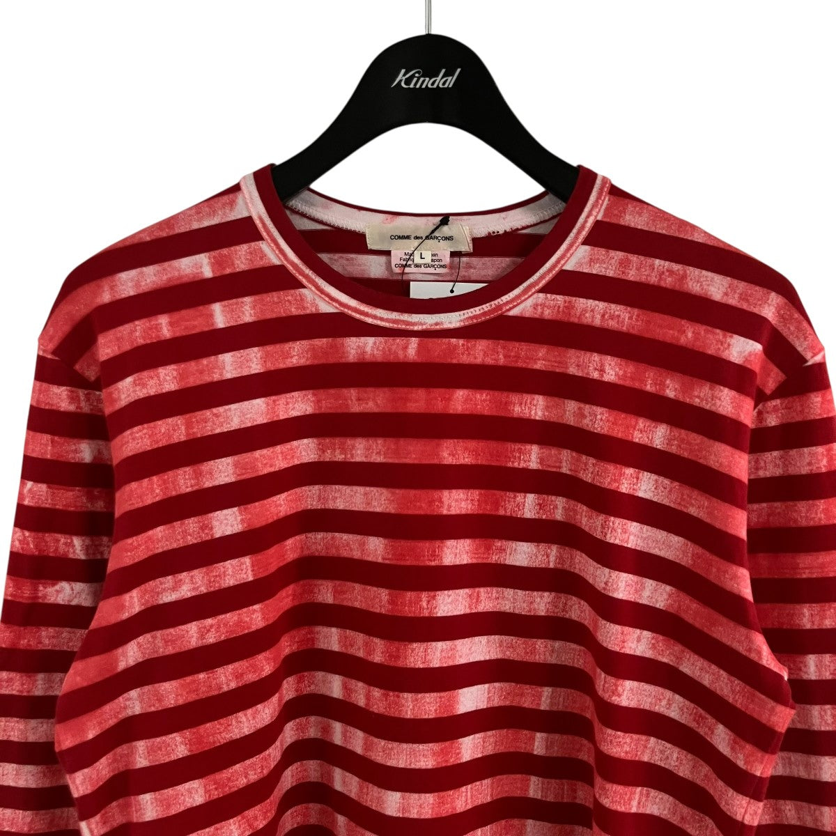 COMME des GARCONS ガーメントダイドボーダーTシャツ 古着・中古-2枚目のアイテム画像