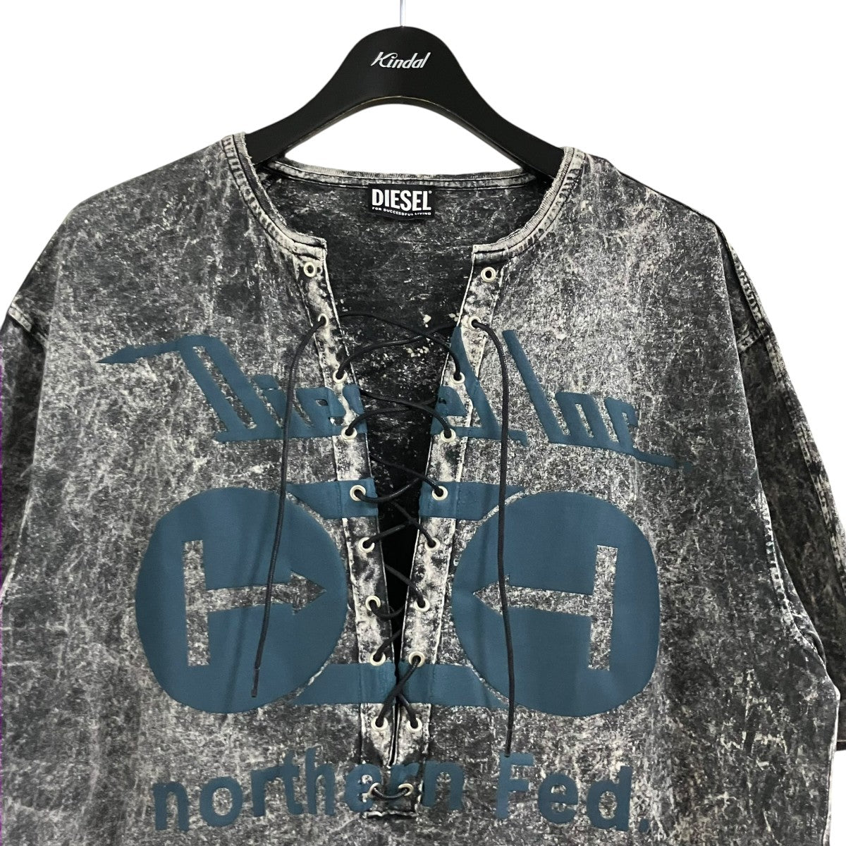 DIESEL ブリーチレースアップTシャツ 古着・中古-2枚目のアイテム画像