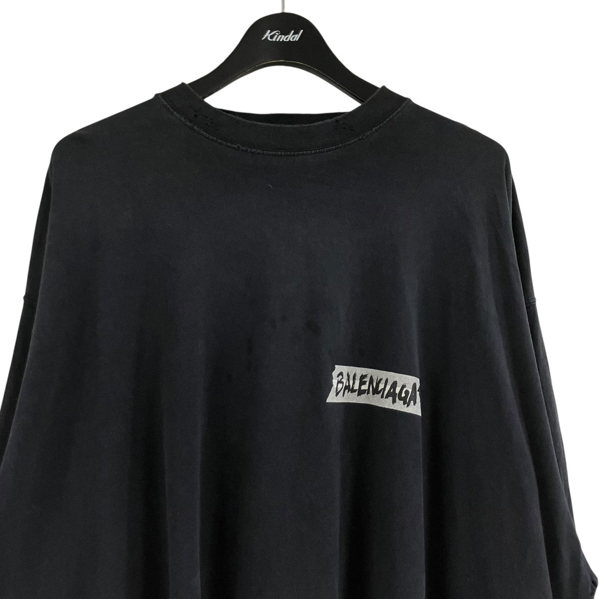 BALENCIAGA ダメージ加工テープロゴカットソー ロングスリーブTシャツ 古着・中古-2枚目のアイテム画像